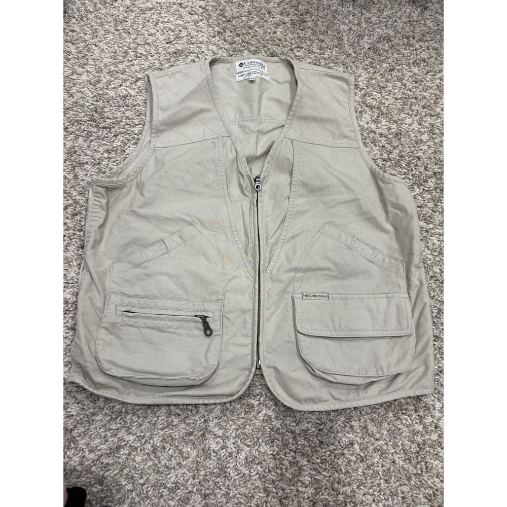 Vintage Columbia Men's Khaki Hunting Vest Size Medium Fishing Outdoor Vest Read